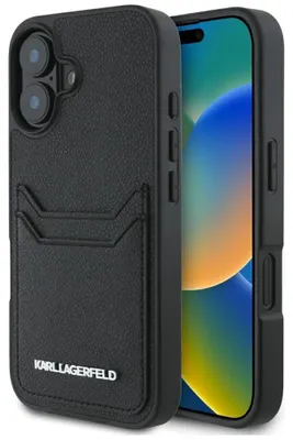 Obrázok produktu pre Karl Lagerfeld Hardcase Grained Leather Cardslots puzdro pre iPhone 16 – Metal Elong