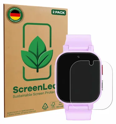 Produktbild von 2x ScreenLeaf Schutzfolie für Alutoria Kids Smartwatch 1.42" nachhaltiger Displayschutz Display Schutz Folie Klar Transparent