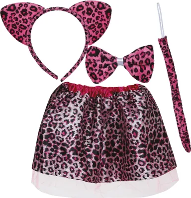 Immagine prodotto di Animale fascino set leopardo rosa carnevale festa accessori fascia fiocco tutu coda animale