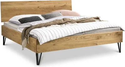 Produktbild von Eiche Massivholzbett Premium 04 – 200 x 200 cm / wildeiche-bianco