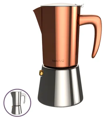 Produktbild von bonVIVO Espresso-Kocher, Maker, Kaffee-Maschine Edelstahl für Induktion 2 Tassen