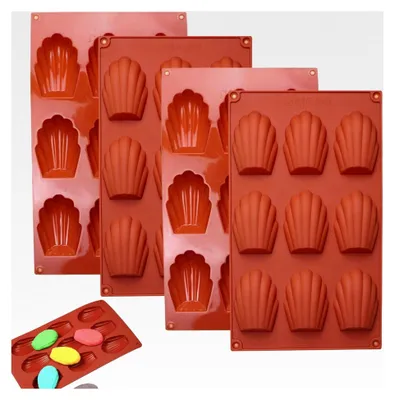 Produktbild von 4 Stück Silikon Backformen für Madeleines, 9 Hohlräume, Antihaftbeschichtet und BPA-frei