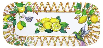 Productafbeelding van Rechthoekig serveerblad, melamine, met gele citroenen, 37,5 cm, geschikt voor het dessertbuffet