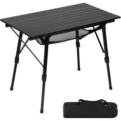 Produktbild von Campingtisch faltbar höhenverstellbar Aluminium 90x53cm Schwarz für 4 Personen leicht