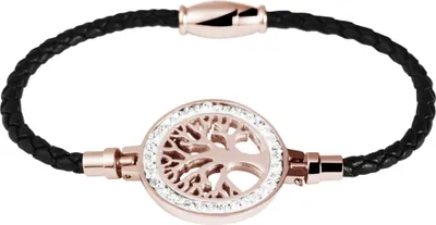 Produktbild von Akzent Geflochtenes Armband aus Echtleder und Edelstahl in roségoldfarbig mit IP Roségold-Beschichtung