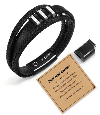 Produktbild von Handgefertigtes Armband für Herren in Braun und Silber