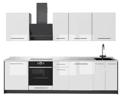 Produktbild von Küchenzeile Vicco Fame-Line Weiß Hochglanz/Anthrazit 280 cm, AP Marmor, Model 64178