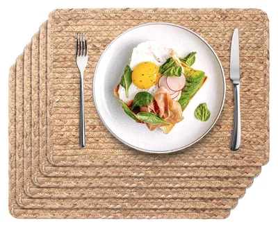 Immagine prodotto di Solidchoice - Set di 6 sottopiatti intrecciati - Fibra di ippoporo naturale