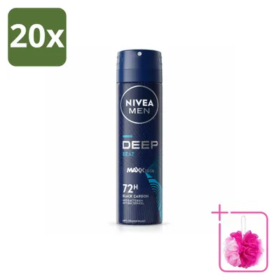 Productafbeelding van 20 x NIVEA MEN Deospray Deep Beat - 150 ml - Voordeelverpakking - 20 stuks