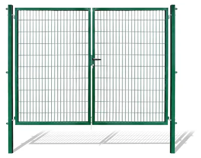 Produktbild von Doppelflügeltore für Stabmattenzaun, grün oder anthrazit, verschiedene Höhen verfügbar - inklusive Pfosten und passenden Anschlussstücken