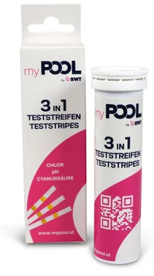 Produktbild von Pool Teststreifen 3 in 1 für die Wasseranalyse von pH-Wert und Chlor, 50 Stück