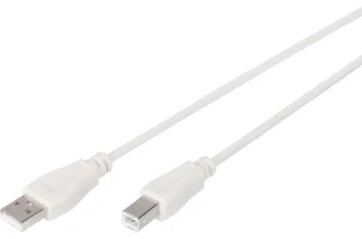 Produktbild von Digitus USB-A – USB-B Anschlusskabel, 1,8m, 1,8 m, USB A, USB B, USB 2.0, Männlich/Männlich, Beige