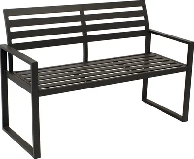Produktbild von DEGAMO Gartenbank Aluminium schwarz ATLANTA, wetterfest, 2 Sitzer, B 123cm T 59cm H 87cm, Kufenform, mit Stellschrauben zum Unebenheitsausgleich, für Garten & Park