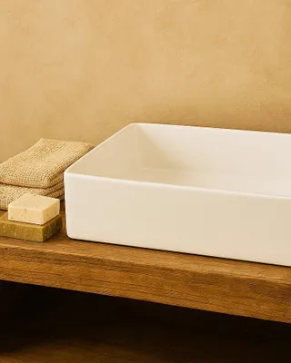 Immagine prodotto di Lavabo 60,5x35,5 da appoggio in Vetroceramica Bianco lucido