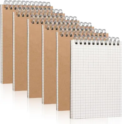 Imagen del producto de Set de cuadernos A6, 6 unidades, 80 hojas, encuadernación de espiral, papel kraft, para oficina y escuela