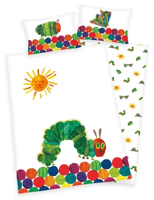 Produktbild von Die kleine Raupe Nimmersatt Baby Bettwäsche 40x60 + 100x135 cm,  100% Baumwolle mit RV