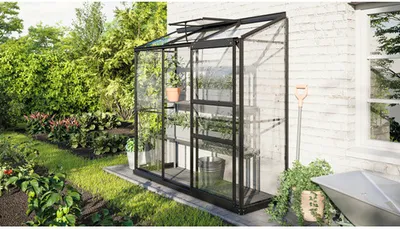 Produktbild von Vitavia Anlehn-Gewächshaus "Ida 1300" schwarz 1,3 m² 3 mm ESG