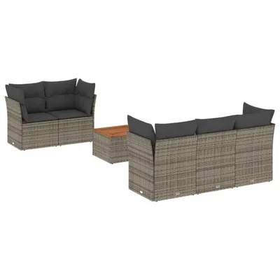 Produktbild von vidaXL 6-tlg. Garten-Sofagarnitur mit Kissen Grau Poly Rattan
