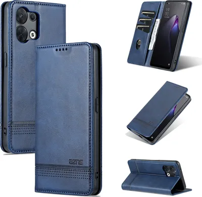 Image de Oppo Reno8 Pro Housse en cuir, étui à rabat Portefeuille Fermeture magnétique Ständer Housse de protection pour Oppo Reno8 Pro Bleu