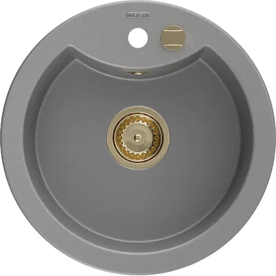 Obrázek produktu pro Mexen Diego 1-miskový granitový dřez 488 x 480 mm, Šedá, sifon Zlatá - 6512481000-71-G