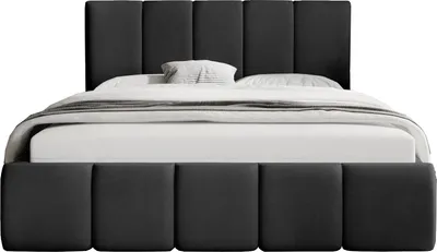 Obrázek produktu pro Čalouněná postel FEDVE Manželská postel Buchel Ložnice Postelový box 180x200 cm černý (Magic Velvet 2219)