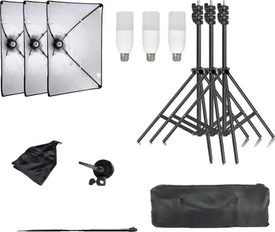 Zdjęcie produktu dla Zestaw oświetleniowy Softbox, softboxy 50 x 70 cm, 3 sztuki, nowe, 40 W