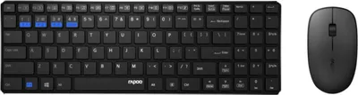 Produktbild von RAPOO Kabelloses Desktop-Set, Schwarz, Multimodus, ultraflach, 9300M, Aluminiumlegierung, Bluetooth 3.0/4.0 & 2.4 GHz, 1300 DPI, Chiclet- & Scissor-Tasten, 343x19x114 mm, 385 g