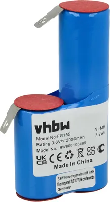 Produktbild von vhbw Akku kompatibel mit Kenwood Grati FG155, FG-155 Käsereibe Käsemühle (2000 mAh, 3,6 V, NiMH)
