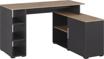 Immagine prodotto di Scrivania angolare Vicco Rudy Antracite/Artisan 135 x 110 cm con ripiani, Model 57325