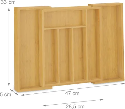 Produktbild von Besteckkasten für Schubladen, verstellbarer Bambus-Organizer