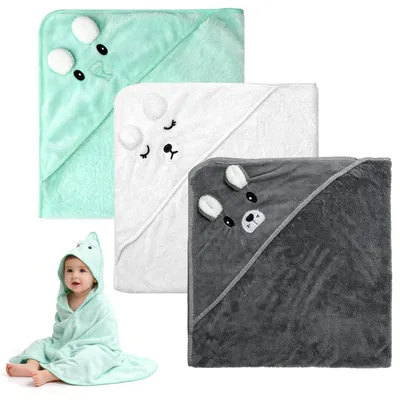 Produktbild von Babyhandtuch mit Kapuze 3 Stück 80x80cm  Niedlich