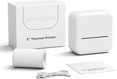 Produktbild von ZELURXX Bluetooth Thermodrucker Labeldrucker Mini tragbar, Barcode Etikettendrucker, wiederaufladbar, kompatibel Android/IOS/WIN, Weiß