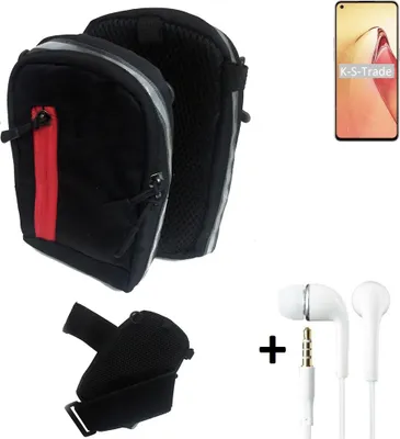 Produktbild von K-S-Trade Outdoor Gürteltasche Holster Umhängetasche + Kopfhörer kompatibel mit Oppo Reno8 Pro schwarz Handy Tasche Case travelbag Schutzhülle