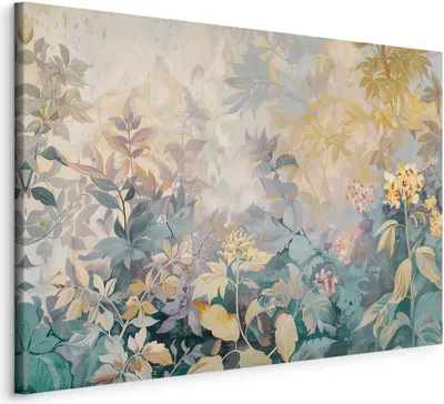 Produktbild von Italienischer Leinwand Leinwandbild - Tapestry Pattern with a Meadow and Flowers Kilim with a Spring Motif 60x40 cm Blumen b-H-10012-b-a