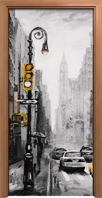 Produktbild von Türposter 90x200 cm Türaufkleber Türtapete Türfolie Klebefolie New York Straße Stadt Autos