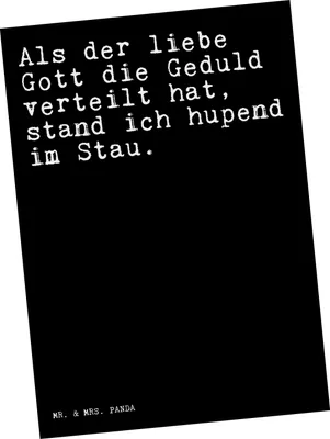 Produktbild von Mr. & Mrs. Panda Postkarte Als der liebe Gott... - Schwarz - Geschenk, Spruch Sprüche Weisheiten Zitate Lustig Weisheit Worte, Grußkarte, Ansichtskarte, hupend, Geduld