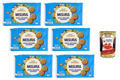 Produktbild von Italian Gourmet Vollkornkekse ohne Zuckerzusatz – 6 x 280 g, knusprige Frühstückskekse aus Vollkornmehl, ideal zu Kaffee & Tee, Snack für unterwegs, Großpackung Vorrat + Italian Gourmet Polpa