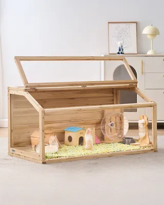 Produktbild von VEVOR Hamsterkäfig Holz, 270° Sichtfeld Hamsterkäfig 121,92 x 20,80 x 20,80 cm Kleintierkäfig Mäusekäfig für Rennmäuse Ratten Meerschweinchen
