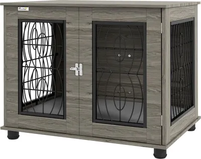 Productafbeelding van Hondenkooi met ligkussen, geschikt voor honden tot 20 kg/50 cm lichaamslengte, van metaal, afmetingen 80x56x63 cm