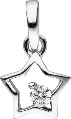 Produktbild von Kinder Anhänger Stern Sternchen 925 Silber Zirkonia weiß Halsschmuck 8,6x8mm