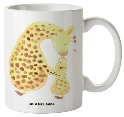 Produktbild von Mr. & Mrs. Panda Pott Giraffe Kind - Weiß - Geschenk, Wildtiere, Sohn, Mama, Keramikbecher, steingut tasse, Teebecher, Lieblingsmensch, Große Teetasse, Tochter, weisse