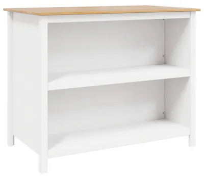Image de vidaXL Îlot de cuisine HILL Blanc 112 x 66 x 90 cm Bois de pin massif