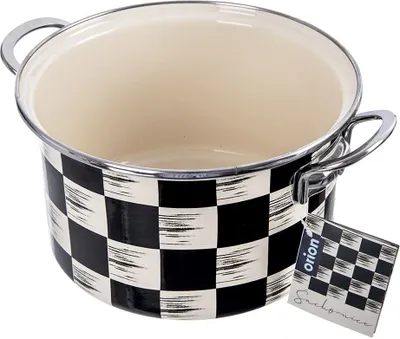 Produktbild von Orion Emaille-Topf Kochtopf Schmortopf emaillierter Topf SCHACHBRETT 20 cm 3 L