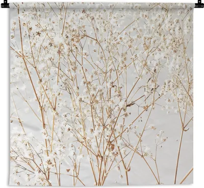 Produktbild von MuchoWow® Wandteppich Wandbehang Natur - Äste - Blumen 120x120 cm Tapisserie Dekoration Wandtuch - Modern - Baumwollgewebe