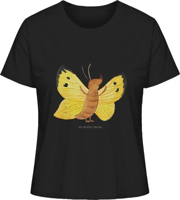 Produktbild von Mr. & Mrs. Panda Damen T-Shirt Schmetterling Zitronenfalter Größe L - Schwarz - Geschenk, Oberteil, Kurzarmshirt, Schmetterlinge, Basic Shirt, Lustige Sprüche, Fakt