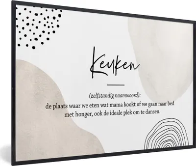 Produktbild von MuchoWow® Gerahmtes Poster Küche - Mutter - Zitate - Definition Küche - Sprichwörter 30x20 cm - Poster mit Schwarzem Bilderrahmen Wandposter Rahmen Foto Bilder - Kunstdruck - Bild-Poster