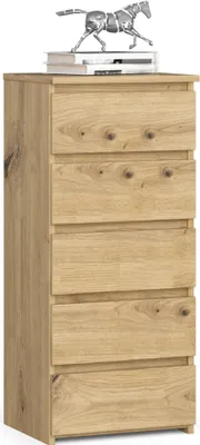 Image de Commode CL5 40 cm Chêne Artisan avec 5 tiroirs - Table de chevet élégante pour un rangement pratique