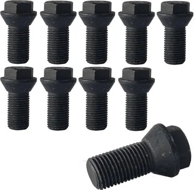 Immagine prodotto di 10x bullone ruota M14x1,5 collare conico 60° nero 25 mm | chiave 17 mm