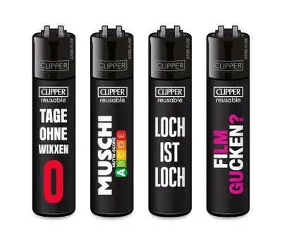 Produktbild von Clipper Feuerzeug 4er Set FFX Sex Sprüche