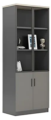 Image de Armoire de bureau moderne et élégante, dotée de portes pratiques et d'étagères ouvertes
